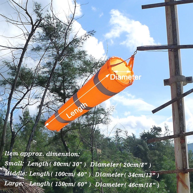 CrocSee Airport Windsock Outdoor Hanging Heavy Duty Orange Rip-Stop Wind Sock Windsocks with Reflective Belts Length(30") - Image 2